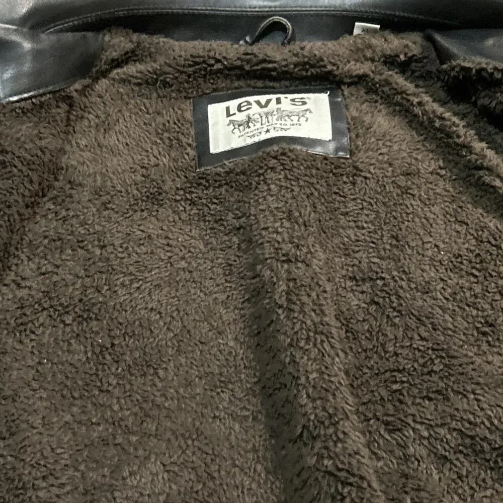 levis jacket men xl vintage Faux Leather Sherpa Lined